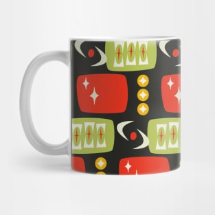 Atomic Age MCM Pattern in Black, Red, Green Mug